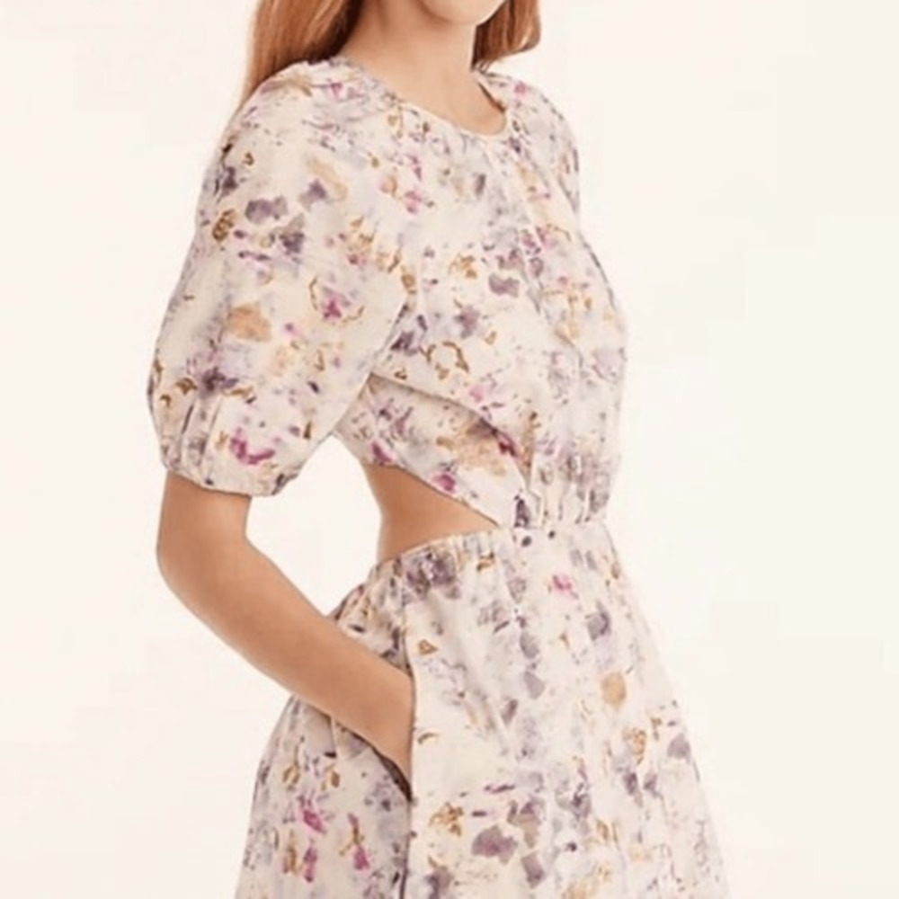 J. Crew Floral Cutout Maxi Dress Sz 10 Open Back Cottagecore Garden Peasant - Picture 2 of 13